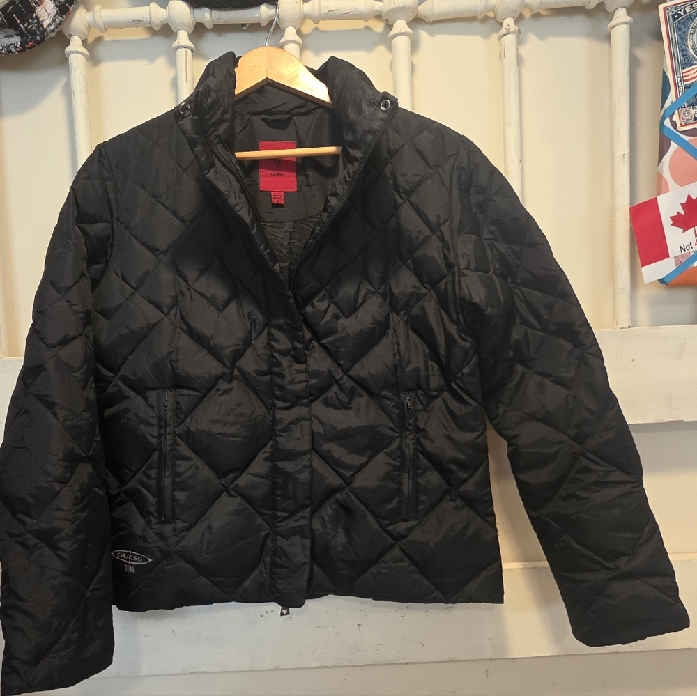 Guess Black Quilted Puffer Jacket